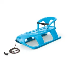 Sanie pentru copii Bezzy Albastra cu sina alunecare din otel si spatar 87x45x26 cm