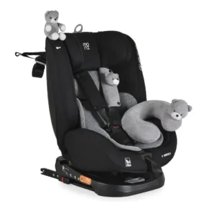 Scaun auto cu 2 jucarii si perna gat Moni i-Size i-Maxx 360 ISOFIX (40-150 cm) Gray