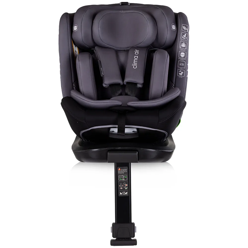 Scaun auto pentru copii Chipolino Clima Air Anthracite I-Size 40-150 cm cu sistem isofix si sezut rotativ