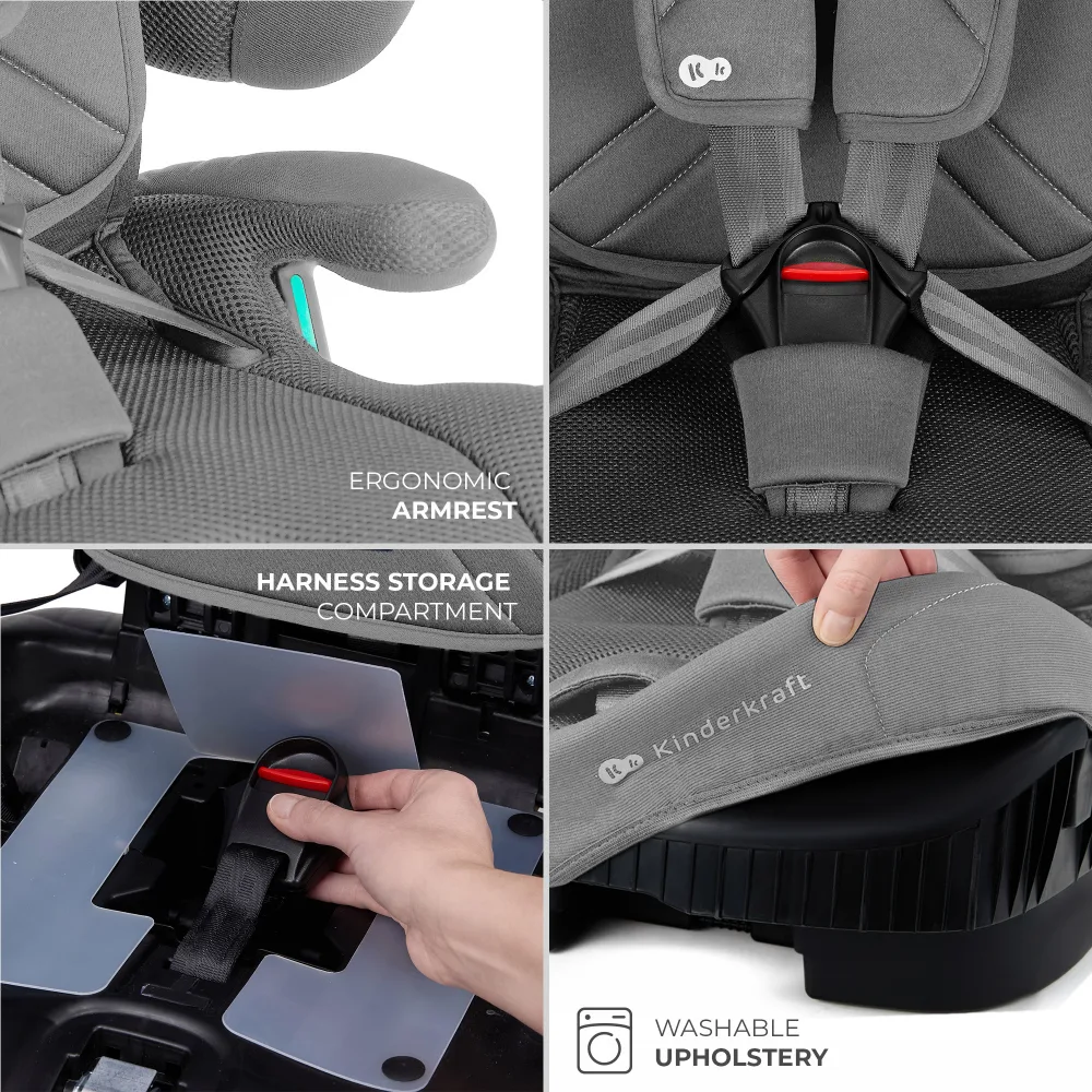 Scaun auto pentru copii Kinderkraft Fix2go Grey