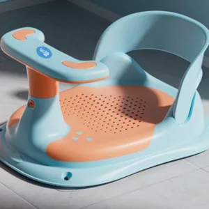 Scaun de baie bebelusi Little Mom Blue cu spatar ergonomic