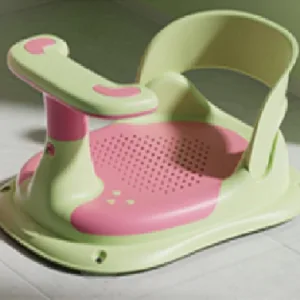 Scaun de baie bebelusi Little Mom Green cu spatar ergonomic