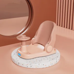 Scaun de baie cu volan si spatar reglabil Little Mom Pink Driver