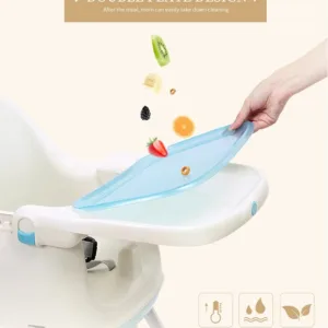 Scaun de masa 3 in 1 Little Mom Luxury Blue reglabil pe inaltime