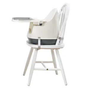 Scaun de masa 3 in 1 Little Mom Luxury Grey reglabil pe inaltime