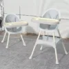 Scaun de masa Little Mom New Fashion Dinning Chair WhitePudra cu tavita dubla ajustabila