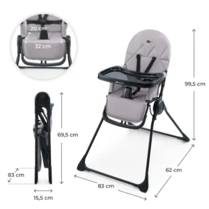 Scaun de masa pentru copii Kinderkraft Binci Grey