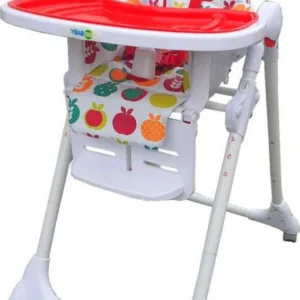 Scaun de masa pentru copii si bebe Novokids Go Baby Fructe Rosu Alb reglabil in 6 trepte de inaltime