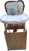 Scaun de masa pentru copii si bebe Novokids Wooden Table Chair MaroAlb transformabil in masuta