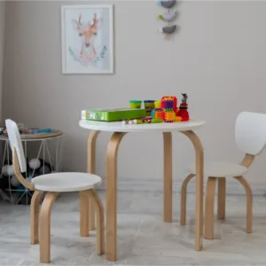 Scaun pentru copii Monaco Alb-natur cu spatar 3 ani+