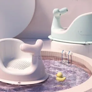 Scaunel de baie pentru bebelusi Little Mom Blue Whale