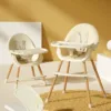 Scaunel de masa pentru bebelusi si copii Little Mom Nordic White 2 in 1