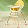 Scaunel de masa pentru bebelusi si copii Little Mom Nordic Yellow 2 in 1