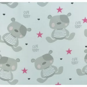 Scutec din muselina tetra 70x80 cm model Cute Tedy Pink Star