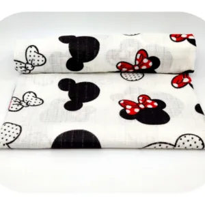 Scutec din muselina tetra 70x80 cm model Minnie Mouse