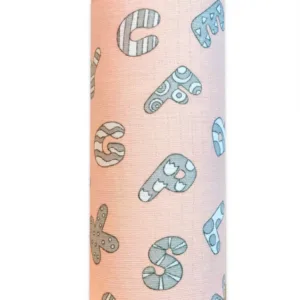 Scutec din muselina tetra 70x80 cm model Pink Alphabet