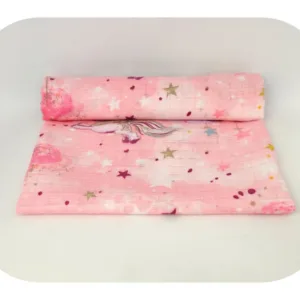 Scutec din muselina tetra 70x80 cm model Rose Unicorn
