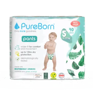 Scutece chilotel PureBorn din bambus organic pull-up doublepack 12-17 kg marime 5