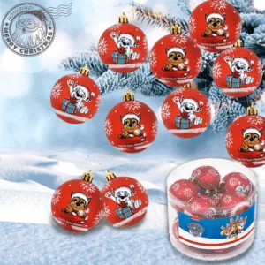 Set 10 globuri brad Craciun Paw Patrol 6 cm