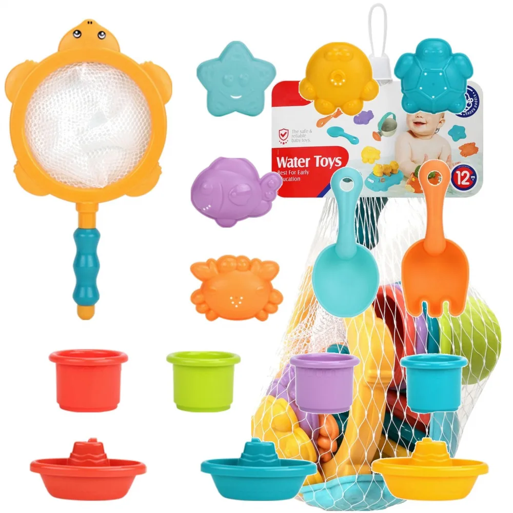 Set 12 Jucarii de baie si nisip cu lopatica