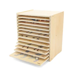 Set 12 puzzle-uri Montessori cu raft de depozitare