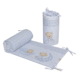 Set 2 aparatori laterale din bumbac pentru patut 120x60 cm Beberoyal Bear Dreams Alb