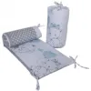 Set 2 aparatori laterale din bumbac pentru patut 120x60 cm Beberoyal Love Elephants Blue