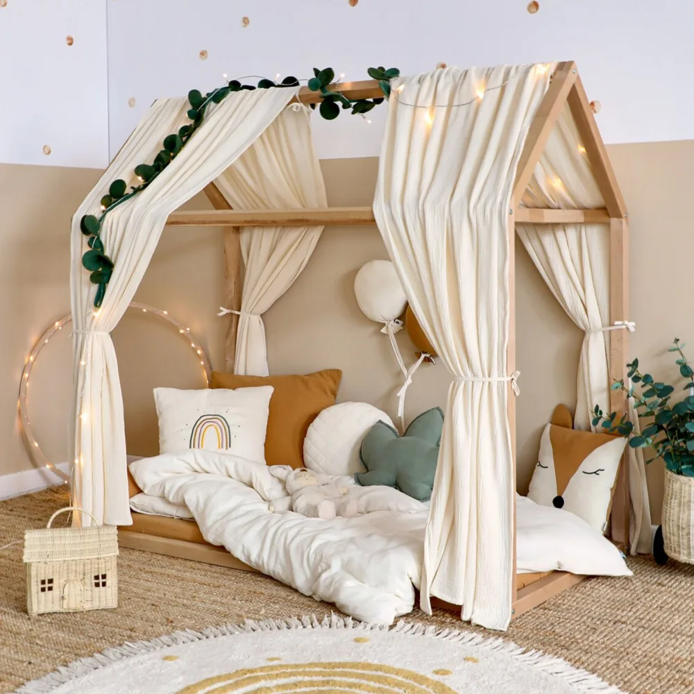 Set 2 baldachine muselina pentru pat tip casuta