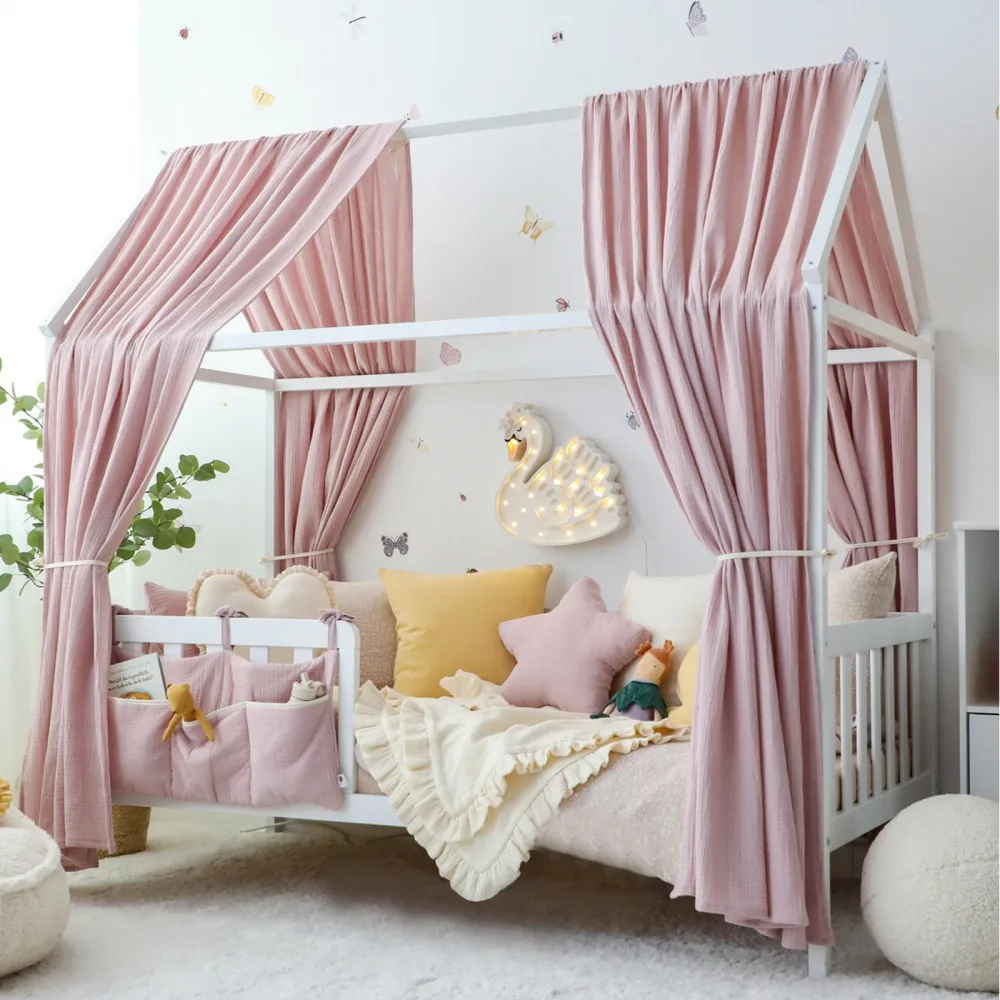 Set 2 baldachine muselina pentru pat tip casuta