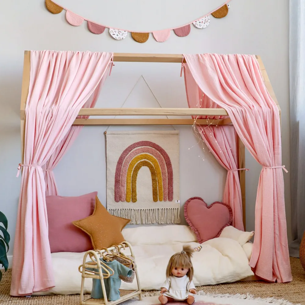 Set 2 baldachine muselina pentru pat tip casuta