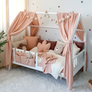 Set 2 baldachine muselina pentru pat tip casuta