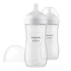 Set 2 biberoane cu tetina silicon Avent Natural Response 330 ml 3 luna +