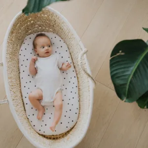 Set 2 cearceafuri cu elastic pentru landoucosulet bebe Bumbac Dots Sleepee