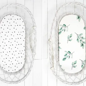 Set 2 cearceafuri cu elastic pentru landoucosulet bebe Bumbac EucaliptPuncte Sleepee