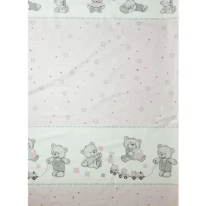 Set 2 cearceafuri din bumbac pentru saltea 120x60 cm Beberoyal BearsToys Roz