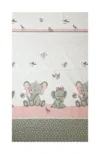 Set 2 cearceafuri din bumbac pentru saltea 120x60 cm Beberoyal ElefantBirds Roz