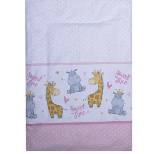 Set 2 cearceafuri din bumbac pentru saltea 120x60 cm Beberoyal HippoGiraffe Roz