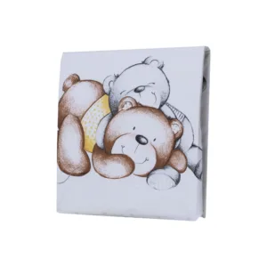 Set 2 cearceafuri din bumbac pentru saltea 120x60 cm Beberoyal Teddy BearHearts Alb