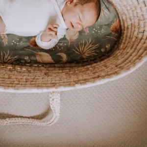 Set 2 cearsafuri cu elastic pentru landoucosulet bebe Boho GreenBoho Botanic Sleepee