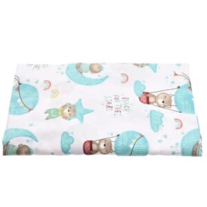 Set 2 cearsafuri pentru patut 120x60 cm din bumbac Bleu ursuleti in balon