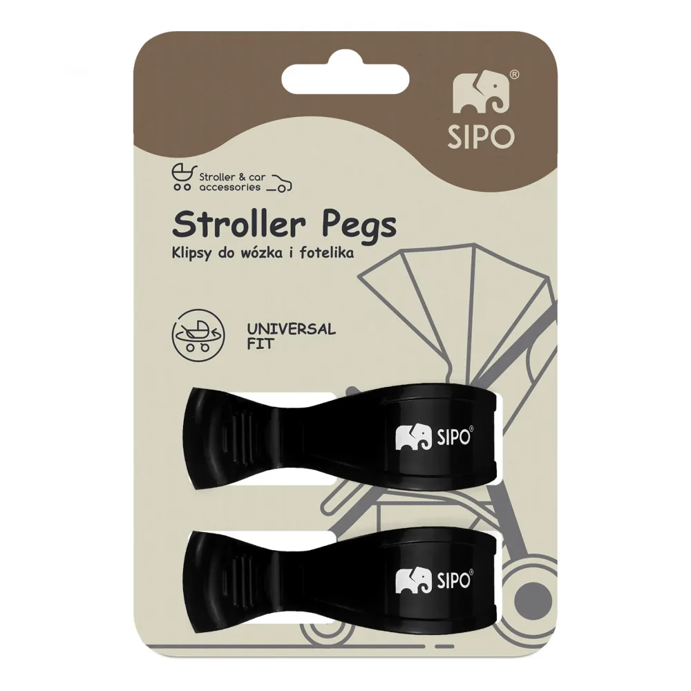 Set 2 cleme multifunctionale pentru carucior Sipo Negru