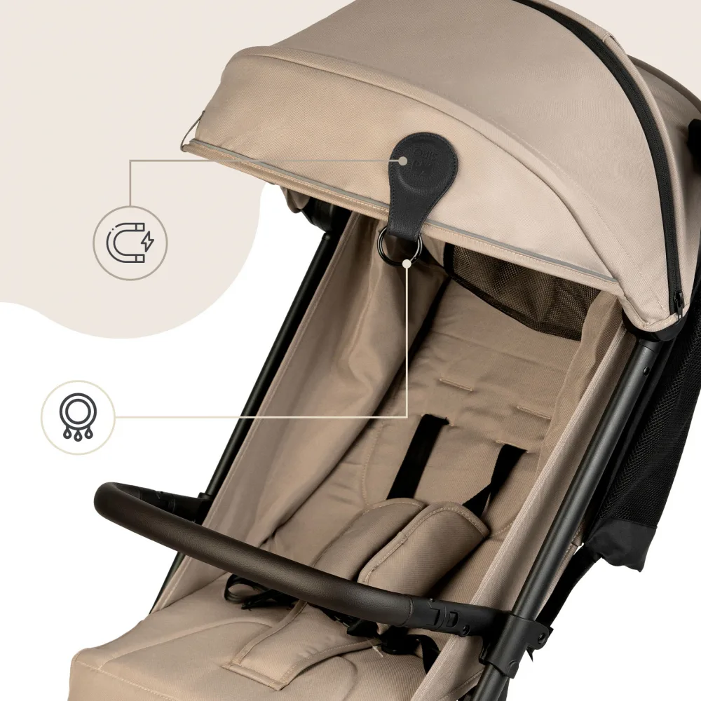 Set 2 clipsuri magnetice din piele ecologica neagra pentru carucior