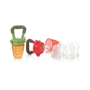 Set 2 dispozitive de hranire Jane Multicolor pentru fructe si legume cu 6 adaptoare din silicon