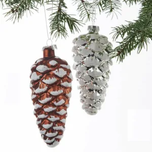 Set 2 globuri din sticla 12 cm Con Craciun