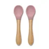 Set 2 linguri de silicon cu bambus Lorelli Natural Roz