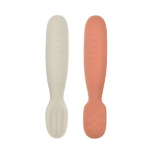 Set 2 linguri silicon Beaba terracotta velvet grey