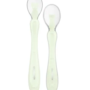 Set 2 lingurite din silicon alimentar cu ventuza KikkaBoo Bear Mint