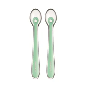 Set 2 lingurite din silicon pentru copii KikkaBoo Mint in cutiuta depozitare
