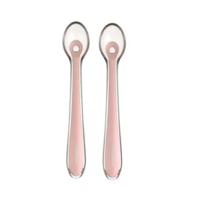 Set 2 lingurite din silicon pentru copii KikkaBoo Pink in cutiuta depozitare