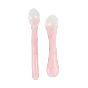 Set 2 lingurite flexibile din silicon KidsCare roz somon